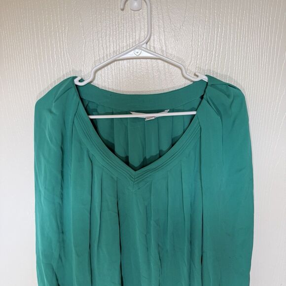 Diane Von Furstenberg Green Silk Chiffon Cahil Pintuck Blouse Career Fairy Large - Picture 5 of 11